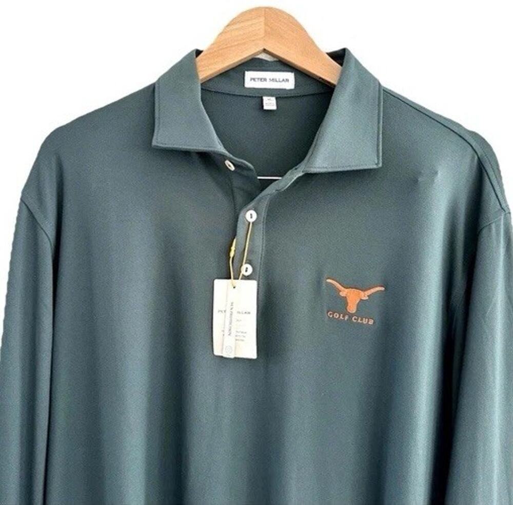 Texas Longhorn Golf Club Peter Millar Long Sleeve Crown Sport Shirt NWT XL $140